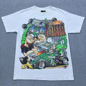 VTG Steve Kinser Popeye Racing Double‎ Sided Shirt Autographs Quaker State Small